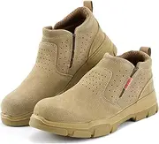 [WCXTY] Steel Toe Work Boots for Men,Comfortable Lightweight Safety Shoes for Men,Indestructible Composite Men's Industrial&Construction Shoes,Slip Resistant (Color : Brown, Size : 7.5)