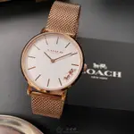 點數9%★COACH手錶,編號CH00048,32MM玫瑰金圓形精鋼錶殼,白色簡約錶面,玫瑰金色米蘭錶帶款,原廠限量款，不怕被仿冒!【APP下單享9%點數上限5000點】