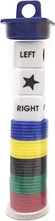 Left Right Center Dice Game Prime Set Bundle with 3 Dices + 30 Chips (Colorful). Easy to Store, Carry Around. (1 Pack)