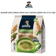 QUAKER 3-in-1 Oat Cereal Drink Matcha Green Tea Flavour 12 Sachets x 28g (336g)