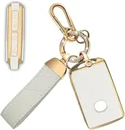 Key Fob Cover Case Compatible with Mazda 3 6 Sport CX-50 CX-30 CX-9 CX-10 CX-3 CX-5 CX-7 MX-5 with Bling Keychain, TPU Car Key Shell Case (White)