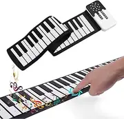 Roll Up Piano, 49 Keys Portable Electronic Piano for Beginners, Flexible Foldable Roll Up Digital Music Piano Keyboard with Speaker for Daily Entertainment and Travel