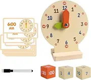 Ｓｉｍｈｏａ Telling Time Teaching Clock for Kids Math Manipulatives Toys for 4-6 Years Old