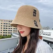 [Ling88] Women's Sun Hat Women Summer Korean Letter Straw Hat Lady Short Brim Cotton Thread Bow Visor Bucket Hat Beach Uv Protection Sun Cap Panama Gorra-1