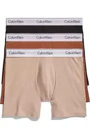 Calvin Klein Men's Modern Cotton Stretch Naturals 3-Pack Boxer Brief, M, Multi
