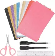 34Pcs Glitter Foam Sheets Craft Foam Sheets, Assorted 10 Colors Sparkly Paper Pr