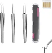 Fecong Stainless Steel Blackhead Removal Kit 3 Tweezers,Fecong Precision Tweezers,Blackhead Removal Kit,for Forehead, Facial and Nose, Portable Storage Case (1pcs)