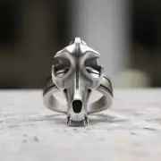Handcrafted 925 Sterling Silver Fox Skull Ring - Unique Animal Totem Design