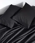 Donna Karan Set 2 Silk Indulgence Baratta Stitch Hem Pillowcases $175 Black King