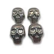 4pc Men's Republic Skull Reusable Drink Ice Cubes/Stones Stainless Steel w/Tongs