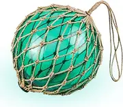 SAILINGSTORY Glass Fishing Float Nautical Decorative Glass Ball Buoy Coastal Beach Decor 10" Aqua