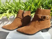 Rebecca Minkoff KICHI Pointed Toe Saddle Suede Boot in Saddle, Wmn US Sz 6.5M