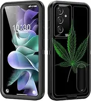 [BFUKVOU] for Galaxy A54 5G Case with Built in Kickstand,Shockproof/Dustproof/Drop Proof 3-Layer Military Grade Protective Cover for Samsung Galaxy A54 5G 6.4 inch 2023,Marijuana Leaf