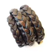 , 10mm 3 Ply Flat Braided Leather Cord, Flat Leather Cord, Braided Leather Co...