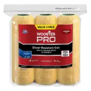 9"x1/2" Paint Roller Covers 3-Pack Shed-Resistant Knit High-Density Fabric Pro