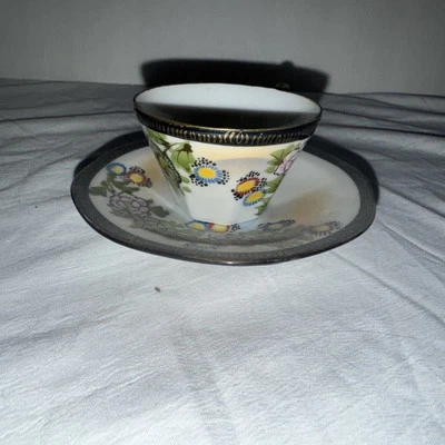 Vintage Made In Occupied Japan Hand Painted Demitasse Cup and Saucer Set