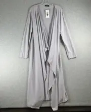 Saga Made In Italy Long Sleeve Women S/M 100% Cotton Long Jacket Light Gray NWT