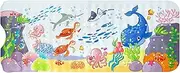 Baby Bath Mat with Suction Cup Drain Holes 40x16in Cute Cartoon Kids Bathtub Mat Anti Slip Toddler Shower Mat Machine Washable Bath Tub Shower Mat Reusable Baby Bathtub Mat (Turtle+ Blue Whale)