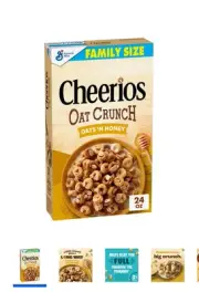 Cheerios Oat Crunch Oats 'N Honey Breakfast Cereal, Family Size, 24 oz