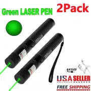 2 Pack Rechargeable 1mw 532nm Green Laser Pointer Pen Pointer Light Visible Beam