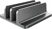 Vertical Laptop Stand, Aluminum Laptop Vertical Stand Organizer, Sturdy Laptop Computer Holder Desktop Stand Compatible with New Retina Apple MacBook Pro/Air, Mac Mini and iPad Pro Gray