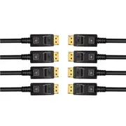 4PK Cruxtec 5m Male to M DisplayPort 1.2 4K HD Display Port Cable Connector BLK