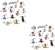 Totority 2pcs Cute Puppy Dogs Wall Decals PVC Removable Water-Resistant Kids' Room Wall Art