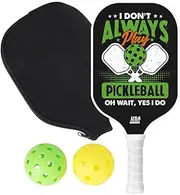 Aways Play USAPA Approved Carbon Fiber 16MM Pickleball Paddles with Rackets Cover and Training Ball