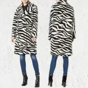 Rachel Roy Womens Zebra Oversized Print Coat Jacket Wool Blend Size Small