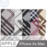 APPLE IPHONE XS MAX 經典英倫格紋手機皮套 側掀磁扣支架式皮套 矽膠軟殼 5色可選