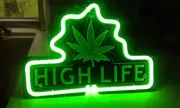 High Life Leaf 3D Carved Neon Sign 14" Lamp Light Bar Beer Hanging Nightlight EY
