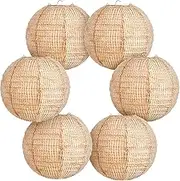 Print Burlap Paper Lanterns Round Chinese Paper Lanterns Decorative Farmhouse Classroom Decor Home Sweet Classroom Paper Lantern Lamps for Birthday Party Ceremonial Event(6 Pcs)