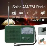Emergency Solar Powered Hand-cranked Radio LED flashlights Siren FM/AM Weather Radio with Rechargeable USB Phone Charger for Outdoor Camping(Green)