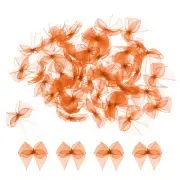 50Pcs Mini Chiffon Ribbon Bow 1" Mini Fabric Satin Craft DIY Orange