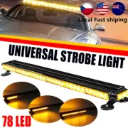 38" 78 LED Amber White Emergency Strobe Light Bar Hazard Warning Traffic Advisor