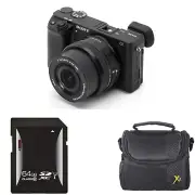 Sony Alpha a6000 Mirrorless Digital Camera - Black w/16-50mm Lens + 64GB & Case