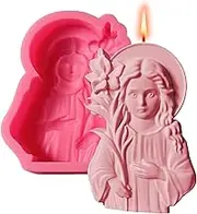 Virgin Mary Statue Mold - Blessed Virgin Mother Silicone Candle Molds | Nonstick Home Crafts Making Supplies for Plaster Gypsum Fondant Resin Art