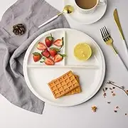 STOBAZA Food Containers White Round Tray 3-Section Appetizer Serving Tray, Chips and Dip Serving Dish, Food Tray Nut and Candy Serving Plate Veggie Fruit Dish Platter Fondue Plates
