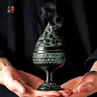 在飛比找樂天市場購物網優惠-博山爐熏香爐家用室內安神青銅器仿古做舊擺件禪意焚香爐影視道具