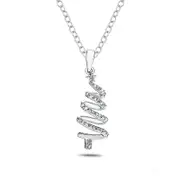 Natural Diamond Accent Christmas Tree Pendant in Sterling Silver