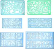 Set of 2 Artistic Drafting Templates and 4 ABC Lettering Stencil Plate