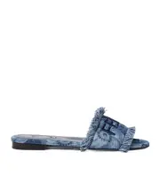 Fendi Sunshine Fringed Denim Slides 37.5,36,38.5,37,38,39,40,36.5 blue