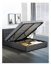 [Levede] Queen Gas Lift Storage Bed Frame in Grey