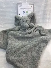 Modern Baby Plush Snuggle Blankie Gray ELEPHANT Lovey Security Blanket Nunu NEW