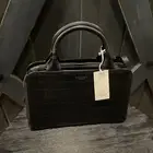Radley London Croc Embossed Leather Satchel Handbag Purse in Black - NWT