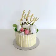 Acrylic Gold 'fifty two' Birthday Cake Topper 52nd Birthday Party Supplies