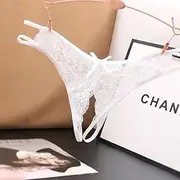 [FARZAH] Women Panties Female Underwear 3PCS/Set Women Sexy Crotch Opening Panties Transparent G-Strings Thongs Lingerie Solid Hollow Out Underwear for Ladies Woman Lace Pantys(White 1pc)