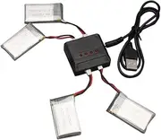 ERINGOGO 4 Pack 3.7v 500mah Rechargeable Lipo Batteries Charger for X5c/x5sc Rc Quadcopters