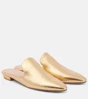 [Gianvito Rossi] Gianvito Rossi Raja metallic leather mules AU 7 gold