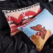 Playboy Iconic Covers Reversible Standard Pillowcase Pair Blue Red